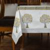 72x72 Inches Square Hand Block Printed Cotton Tablecloth, White Yellow Floral Table Cloths Washable, Indian Table Linen for Valentine Thanksgiving Gifts Home Decor Dinning Outdoor view 3