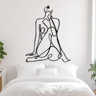 Abstract Line Woman Wall Art, Female Body Wall Art, Metal Minimalist Wall Art Women, Metal Minimalist Wall Art, Line Art Wall Decor, Metal Line Art Wall Decor, Sexy Wall Art for Bedroom Adult (Black, 31x39in|79x100cm)