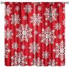 Nanacur White Snowflakes Blackout Window Curtains, Winter Red Christmas Theme Drapes for Living Room Bedroom, 31.5(W)*63(L) 2 Panels - Happy Christmas view 1