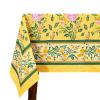110x110 Inches Square Hand Block Printed Cotton Tablecloth, Yellow Green Floral Table Cloths Washable, Indian Table Linen for Valentine Thanksgiving Gifts Home Decor Dinning Outdoor view 1