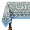 48x102 Inches Rectangle Hand Block Printed Cotton Tablecloth, Blue Green Floral Table Cloths Washable, Indian Table Linen for Valentine Thanksgiving Gifts Home Decor Dinning Outdoor view 1