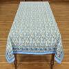 48x102 Inches Rectangle Hand Block Printed Cotton Tablecloth, Blue Green Floral Table Cloths Washable, Indian Table Linen for Valentine Thanksgiving Gifts Home Decor Dinning Outdoor view 2