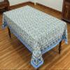 48x102 Inches Rectangle Hand Block Printed Cotton Tablecloth, Blue Green Floral Table Cloths Washable, Indian Table Linen for Valentine Thanksgiving Gifts Home Decor Dinning Outdoor view 3