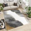 Nordic Light Luxury Indoor Rug, Chic Gray Gold Marble Ripples Area Rug, Anti-Slip Non-Shedding Hardwearing Washable Low Pile Mat for Living Room Bedroom Entryway Office Apartment Porch 4x6ft view 2