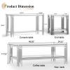 3 Piece Living Room Table Set Luxury Glass Coffee Table Set with Silver Stainless Steel Frame Set of 3 Modern Glass Coffee Table Console Table End Table for Living Room Home Office view 2