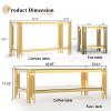 3 Piece Living Room Table Set Luxury Glass Coffee Table Set with Gold Stainless Steel Frame Set of 3 Modern Glass Coffee Table Console Table End Table for Living Room Home Office view 3