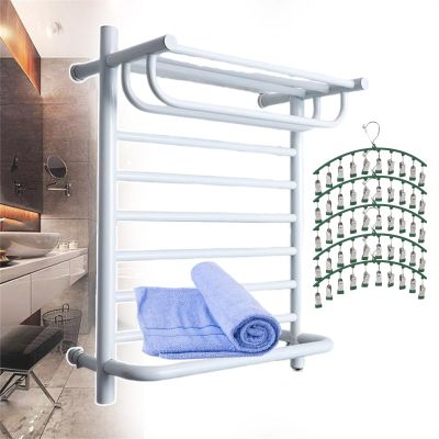 Electric Heated Towel Holder, Stainless Steel Towel Holders, Heated Drying Rack Heating Time: 5 Min, Wall Towel Warmer For Bathroom (With Top Shelf),white