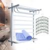 Electric Heated Towel Holder, Stainless Steel Towel Holders, Heated Drying Rack Heating Time: 5 Min, Wall Towel Warmer For Bathroom (With Top Shelf),white view 1
