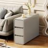Ultra-Narrow Bedroom Sofa Storage Cabinet, Bedside Table Narrow Cabinet, Side Table for Living Room, Nightstand with Drawers, Narrow Cabinet for Small Spaces,side cabinet for bedroom.(Beige1,25x80x60c view 1