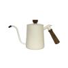 ECMGANDUE 304 stainless steel coffee pour-over pot with lid, solid wood handle, thin mouth, long spout kettle, wooden handle hanging ear coffee pot 600ml, pictured view 4