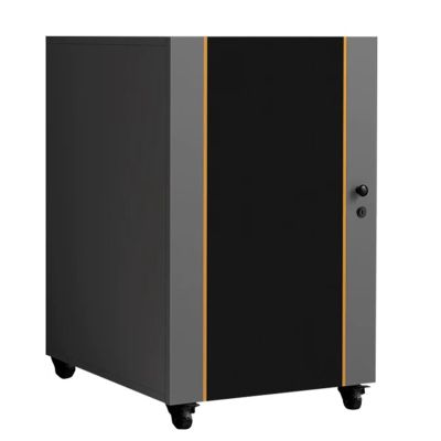 YHWKGZ Audio Rack, Media Stand Cabinet with Cable Management, Height Adjustable Shelves, Solid Wood Media Storage Cabinet with Silent Wheels, Breathable Mesh Design(Gray,22.8x33.4)