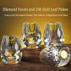 Hwocw 3D Glacier Whiskey Glass Cup Crystal Gold Foil Shot Glasses, Shot Glasses Set with 24k Gold Flakes, Luxury Tiny Shot Cups Thick Base (2*Wine jug+8*Wine glass(300ml)), general view 2