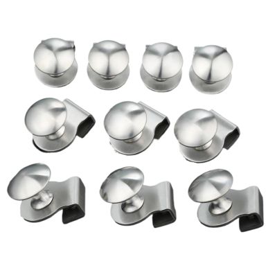 MKGOXAKC 10Pcs Stainless Steel Glass Door Cabinet Drawer Pull Knob No Drilling Glass Door Handle/clamp/Clip for Office Furniture Hardware