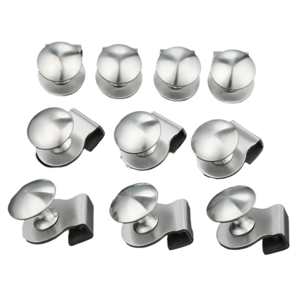 MKGOXAKC 10Pcs Stainless Steel Glass Door Cabinet Drawer Pull Knob No Drilling Glass Door Handle/clamp/Clip for Office Furniture Hardware