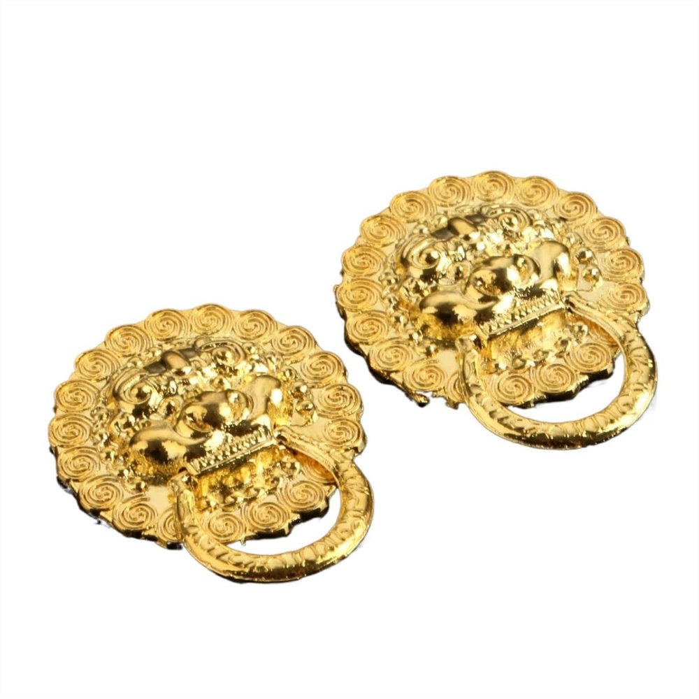 MKGOXAKC 2pcs Gold Pull Knobs 29 * 24mm Handle Lion Head Furniture Door Cabinet Dresser Drawer Pull Handle