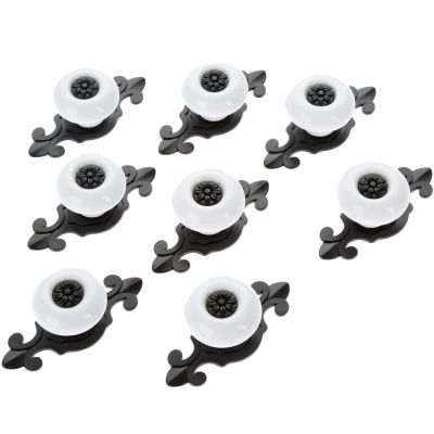 MKGOXAKC 8Pcs Furniture Handle Ceramic Cabinet Knobs and Handles Door Cupboard Drawer Kitchen Pull Handle Furniture Fittings Black White