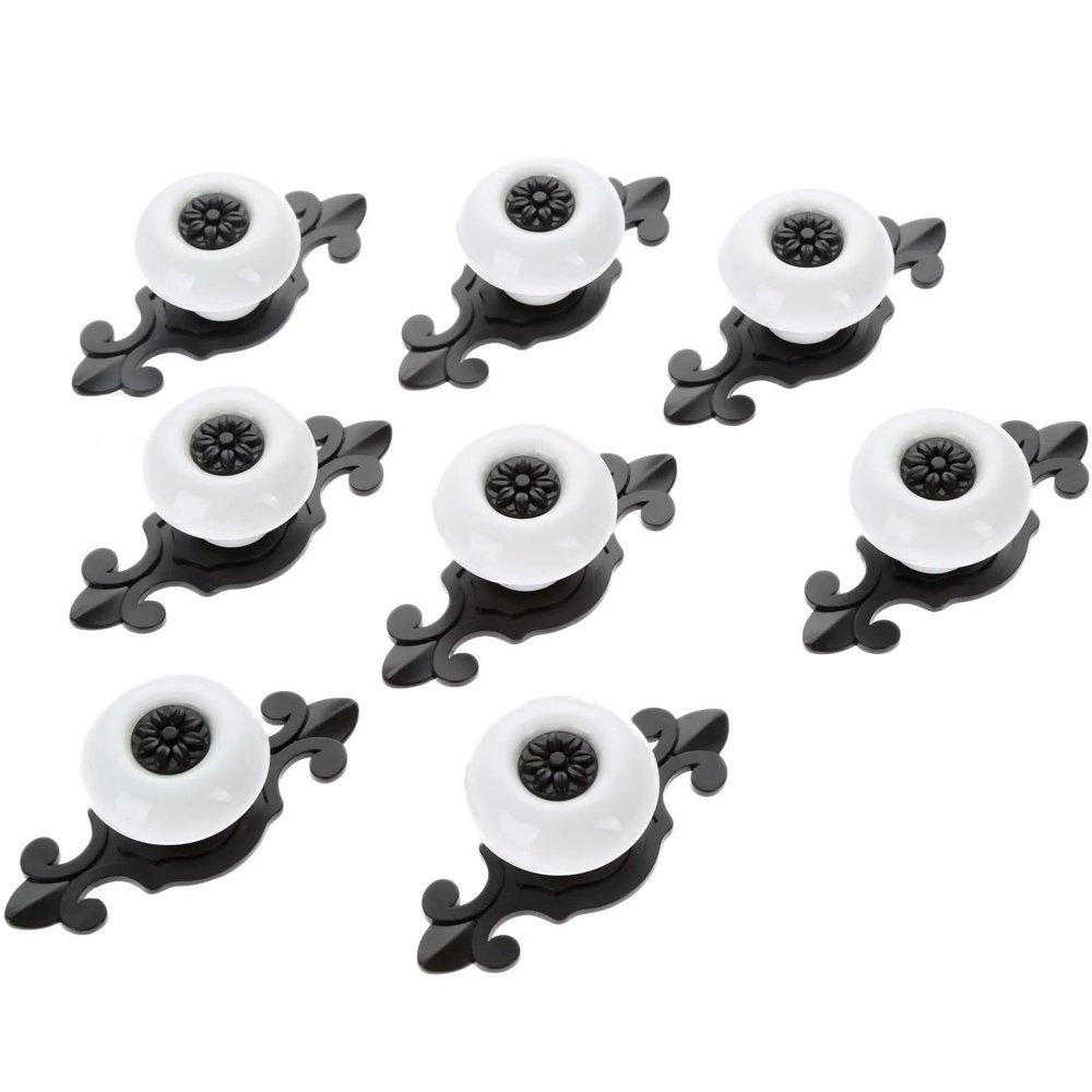 MKGOXAKC 8Pcs Furniture Handle Ceramic Cabinet Knobs and Handles Door Cupboard Drawer Kitchen Pull Handle Furniture Fittings Black White