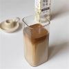 GYTHTPZR 1Pcs Square Heat Resistant Coffee Glass Cup With Lid and Straw Transparent Milk Tea Juice Cups Coffee Mug For Home Bar Drinkware, 400ml view 3