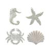 MKGOXAKC 4pcs White Iron Art Crab Starfish Shell Door Knob Pull Cloth Hook Style Cabinet Drawer Handle White view 1