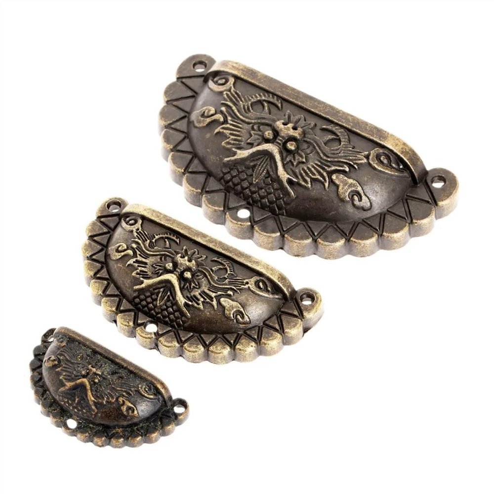 MKGOXAKC 4Pcs Furniture Handles Vintage Knobs and Pulls for Cabinet Dragon Shell Knobs Dresser Drawer Door Cupboard Pull Handle(46x23m)