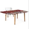 6ft Fitted Tablecloth for Rectangle Tables,Merry Christmas Watercolor Snowman Waterproof Elastic Edged Table Cover,Winter Snowflake on Red Black Grid Table Cloth for Kitchen Dining Outdoor Party view 1