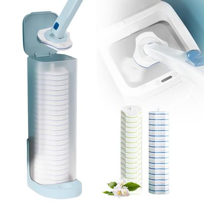 CAJDEOPYE Disposable Toilet Brush with Refills,Creative No Dead Corner Disposable Toilet Bowl Cleaner Wand,Household Wall-Mounted Long Handle Disposable Toilet Cleaning Set /1559, Blue, 464895