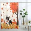 GDHBLING Fall Cute Boston Terrier Shower Curtain Set 72 Inch with Hooks, Autumn Forest Dog Bathroom Decor, Puppy Maple Printed Pattern Bath Accessories view 2