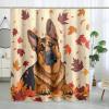 TPHIHPT Fall Cute German Shepherd Shower Curtain Set, Autumn Forest Dog Shower Curtain Puppy Maple Bathroom Accessories, Polyester Fabric Decorative -72"x72" view 1