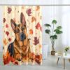 TPHIHPT Fall Cute German Shepherd Shower Curtain Set, Autumn Forest Dog Shower Curtain Puppy Maple Bathroom Accessories, Polyester Fabric Decorative -72"x72" view 2