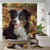 TPHIHPT 4PCS Fall Cute Border Collie Shower Curtain 72" x 72" with Hooks, Bathroom Accessory Sets with Bath Mat, U Shape and Toilet Lid Cover Mat, Autumn Fun Dog Pet Home Bath Fabric Decor view 1