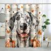 GDHBLING Fall Plaid Great Dane Shower Curtain Set 62" W x 72" L with Hooks, Autumn Pumpkin Pet Bathroom Decor, Dog Maple Printed Pattern Bath Accessories view 1