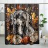 TPHIHPT Fall Harvest Great Dane Shower Curtain Set 62''x72'' with Hooks, Autumn Pumpkin Pet Bathroom Decor, Dog Maple Bath Accessories Polyester Fabric view 1