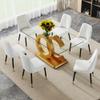 Ginxesh 63 Glass Dining Table Set for 6,7 Piece Dining Table Set,Tempered Glass Top Dinner Table and Modern Faux Leather High Back Padded Side Chairs Set for Dining Room,Living Room (C-Gold&White) view 1