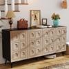 LABROSKIA Oak and Black Buffet Cabinet: 63" Modern Credenza Sideboard Buffet Cabinet with Storage, Fluted Console Cabinets with 4 Doors, Large Accent Cabinets for Living Room (Black & Oak) view 1