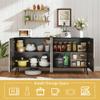 LABROSKIA Oak and Black Buffet Cabinet: 63" Modern Credenza Sideboard Buffet Cabinet with Storage, Fluted Console Cabinets with 4 Doors, Large Accent Cabinets for Living Room (Black & Oak) view 3