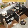 LABROSKIA Oak and Black Buffet Cabinet: 63" Modern Credenza Sideboard Buffet Cabinet with Storage, Fluted Console Cabinets with 4 Doors, Large Accent Cabinets for Living Room (Black & Oak) view 4