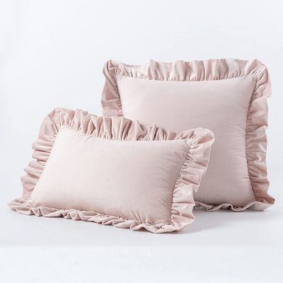 30x50/45x45/50X50CM Ruffle Edge Throw Pillow Cover Velvet Sofa Cushion Waist Cover Decorative Pillowcase,Pink,30X50CM Without Core