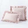 30x50/45x45/50X50CM Ruffle Edge Throw Pillow Cover Velvet Sofa Cushion Waist Cover Decorative Pillowcase,Pink,30X50CM Without Core view 1