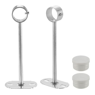 uxcell 4Pcs 200mm Closet Rod Support Bracket, Rod Holder Wardrobe Accessories Clothes Rail Seat for Bedroom Bathroom, Silver