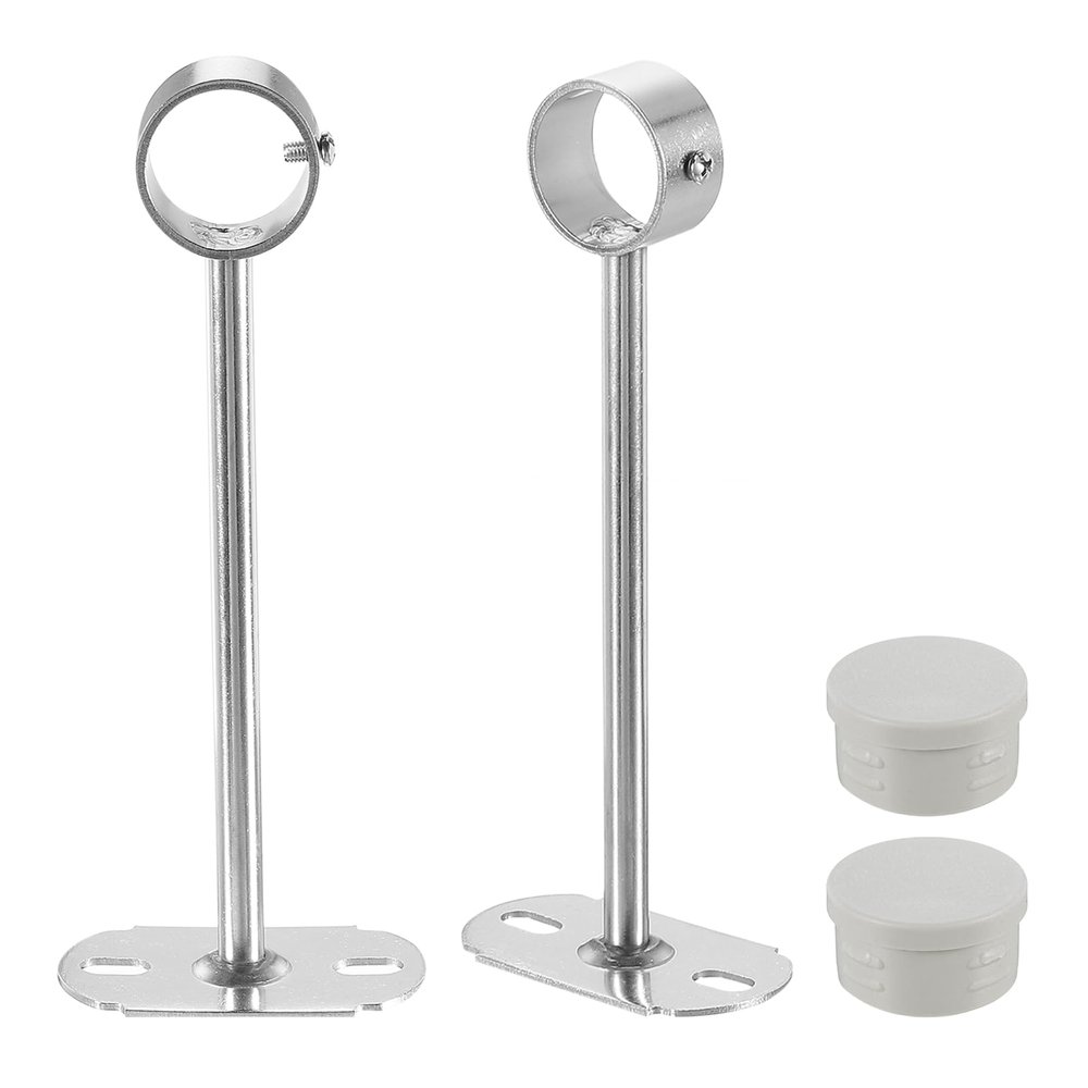 uxcell 4Pcs 200mm Closet Rod Support Bracket, Rod Holder Wardrobe Accessories Clothes Rail Seat for Bedroom Bathroom, Silver