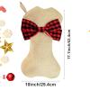 Large Dog Christmas Stocking, 17.1 x 10 Inches Christmas Stocking for Dogs Cats Pets, Dog Bone Shaped Jute Burlap Pet Stocking with Red Black Plaid Bow Tie, Xmas Tree Hanging Ornament Party Supplies view 2