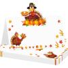 25 PCS Thanksgiving Table Place Cards, 3.5 x 2 Inch Turkey Themed Tent Place Cards for Table Setting, Festive Thanksgiving Day Name Cards, Autumn Fall Harvest Design for Holiday Dinner Party Supplies view 1