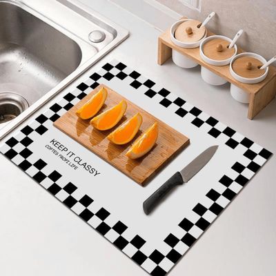 Supercap - Black Large Dish Drying Mat for Kitchen Counter, 32" x 20" Hide Stain Anti Absorbent for Kitchen Counter, Coffee mat with Non-Slip Rubber Backed ((50x80cm lattice black))