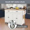 Bennbari Rolling Kitchen Island Table with Storage, Kitchen Cart on Wheels, 54 Inch Width, 4 Door Cabinet and Two Drawers (White) view 3