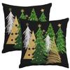 Artmag Christmas Pillow Covers 16x16 Inch Set of 2 Christmas Tree Black Decorative Throw Pillow Covers Winter Holiday Cushion Cases Decor for Home Couch Sofa view 1