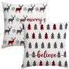 Artmag Christmas Pillow Covers 16x16 inch Set of 2, Farmhouse Xmas Trees Moose Believe Throw Pillow Covers Cushion Case Holiday Winter Decoration for Couch Sofa Red view 1