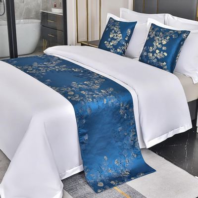 HSTANGKY Bed Runner Luxury Bed Scarf Fashion Bedding Protector Cover Modern Solid Color Bedspread Decoration Bed End Towel for Hotel,Guestroom,Bedroom,Wedding Room-Blue||Full/Double 19.7 x 82.6