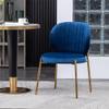 WEALTHOUSE Exquisite 5-Piece Dining Set with White Round Table and Lavish Velvet Chairs, MDF and Rubberwood Construction,Gold Metal Frames,Plush Padding - for Elegant and Comfortable Dining (Blue) view 2