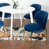 WEALTHOUSE Exquisite 5-Piece Dining Set with White Round Table and Lavish Velvet Chairs, MDF and Rubberwood Construction,Gold Metal Frames,Plush Padding - for Elegant and Comfortable Dining (Blue) view 3