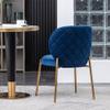 WEALTHOUSE Exquisite 5-Piece Dining Set with White Round Table and Lavish Velvet Chairs, MDF and Rubberwood Construction,Gold Metal Frames,Plush Padding - for Elegant and Comfortable Dining (Blue) view 4